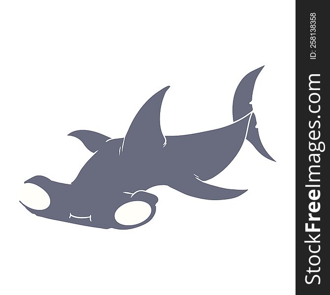 Flat Color Style Cartoon Hammerhead Shark