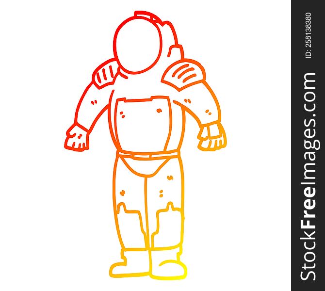 warm gradient line drawing of a cartoon space man