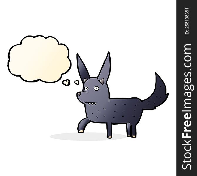 cartoon wild dog with thought bubble