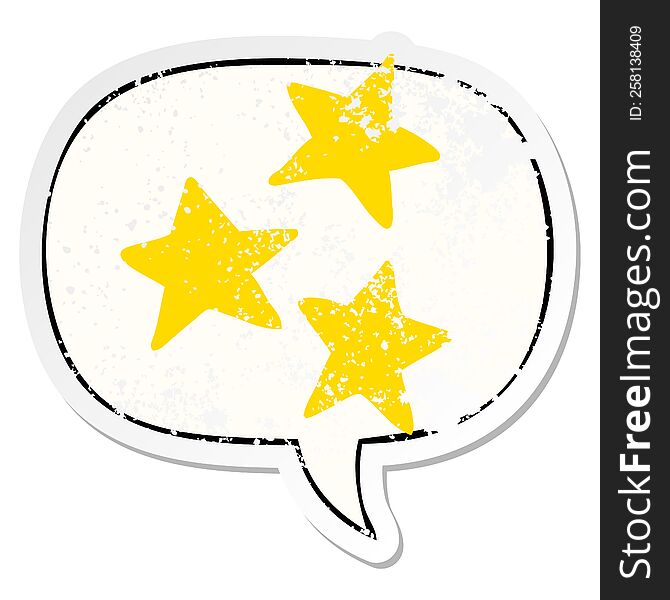 Cartoon Stars And Speech Bubble Distressed Sticker