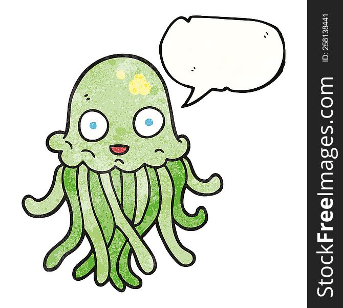 Speech Bubble Textured Cartoon Octopus