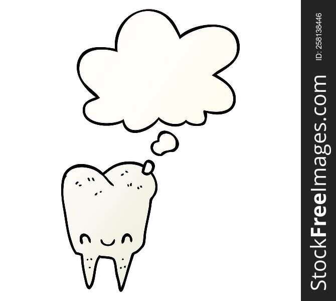 Cartoon Tooth And Thought Bubble In Smooth Gradient Style