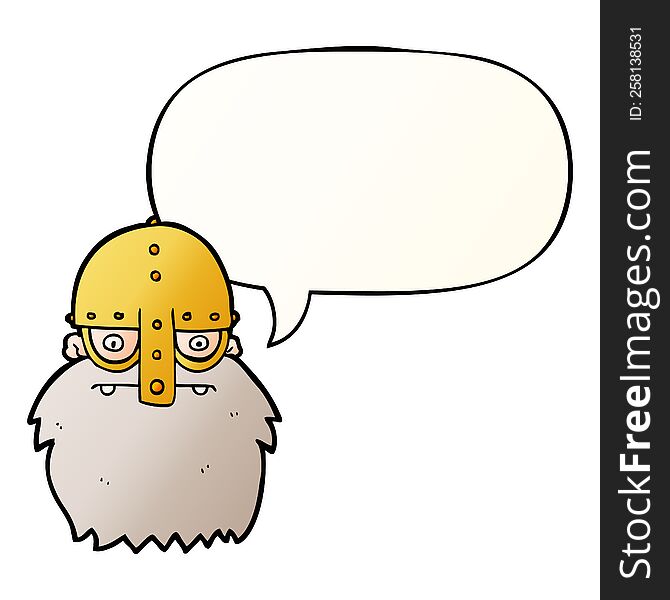 Cartoon Viking Face And Speech Bubble In Smooth Gradient Style