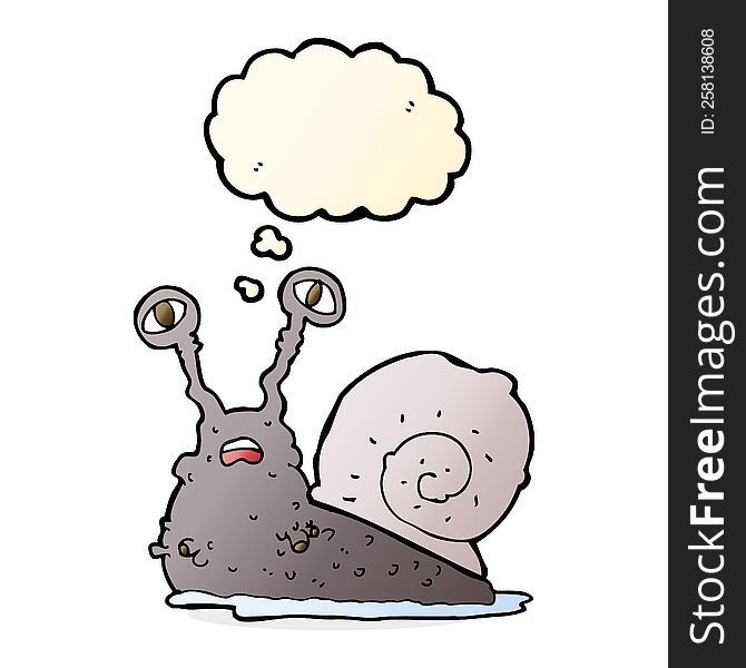 Cartoon Gross Snail With Thought Bubble