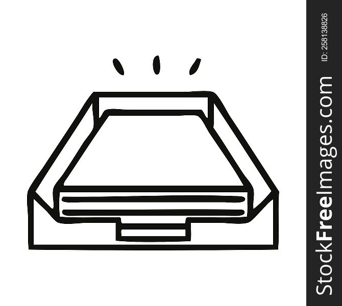 Line Drawing Cartoon Paper Stack In Tray