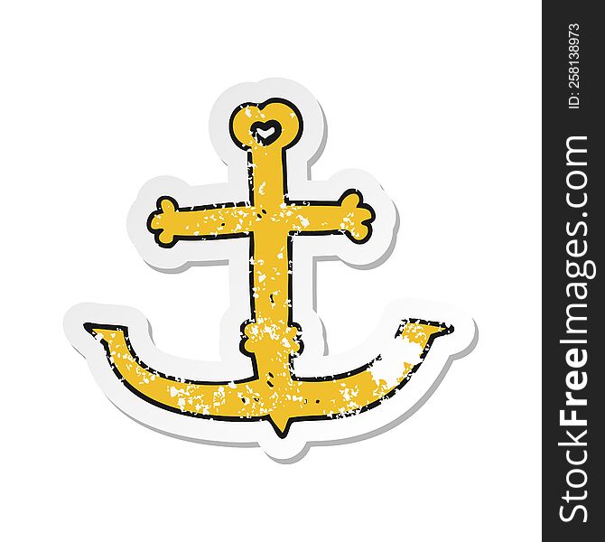 retro distressed sticker of a cartoon anchor