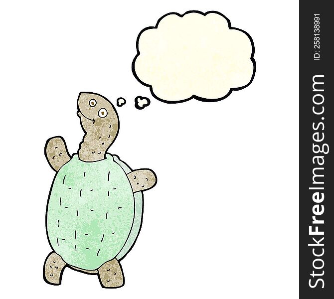 cartoon happy turtle with thought bubble