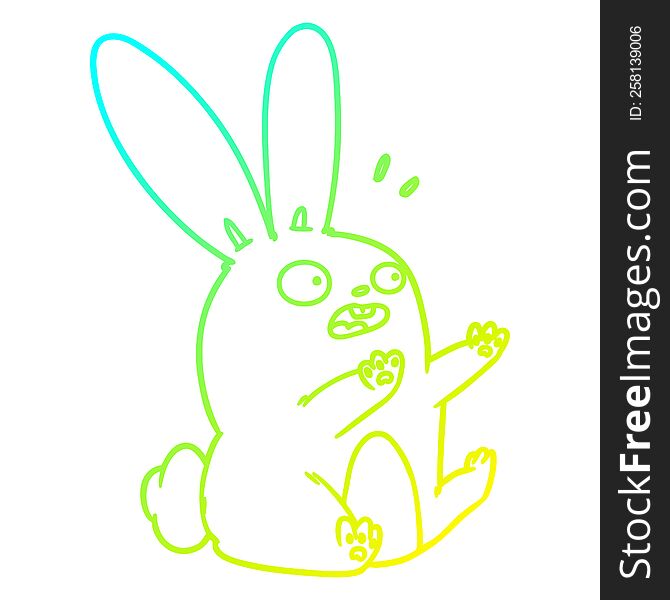 Cold Gradient Line Drawing Cartoon Startled Rabbit
