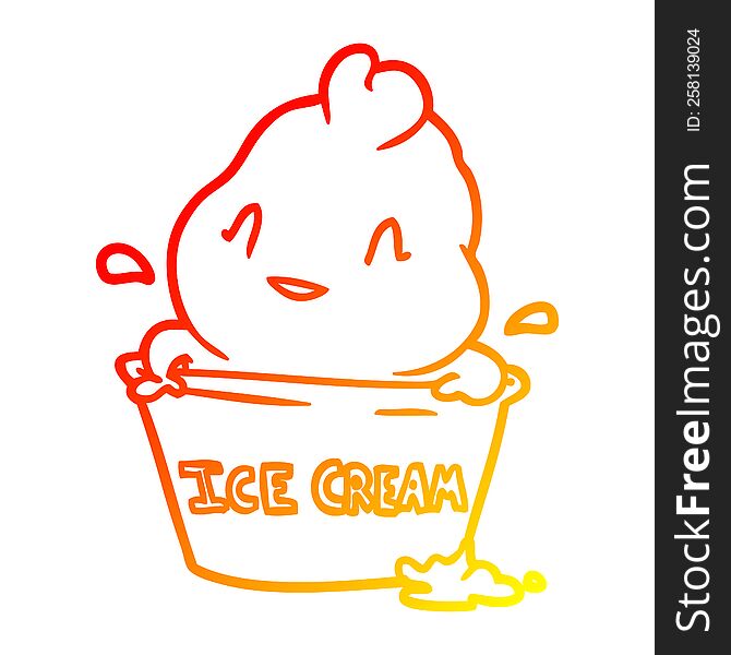 Warm Gradient Line Drawing Cute Ice Cream