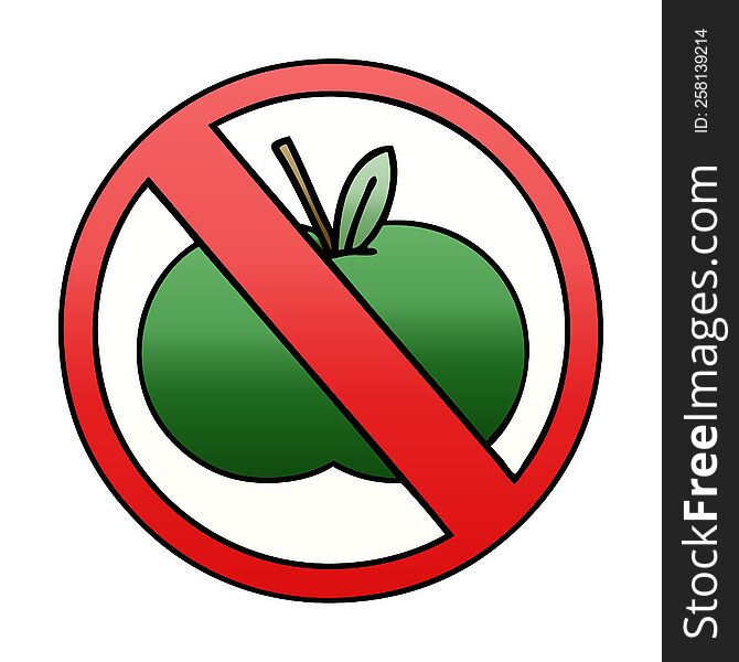 Gradient Shaded Cartoon No Fruit Allowed Sign
