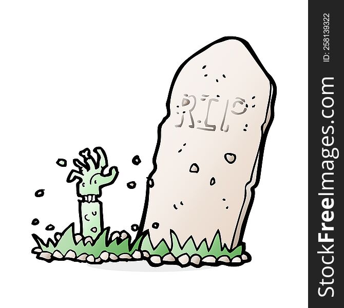 cartoon zombie rising from grave