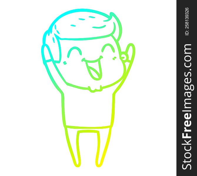 Cold Gradient Line Drawing Cartoon Man Laughing