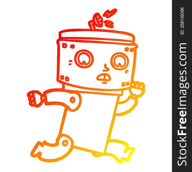 Warm Gradient Line Drawing Cartoon Robot