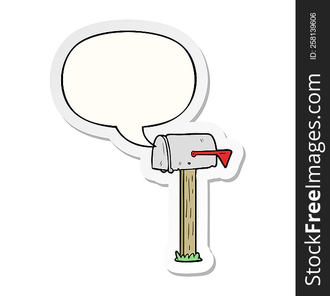 cartoon mailbox with speech bubble sticker. cartoon mailbox with speech bubble sticker