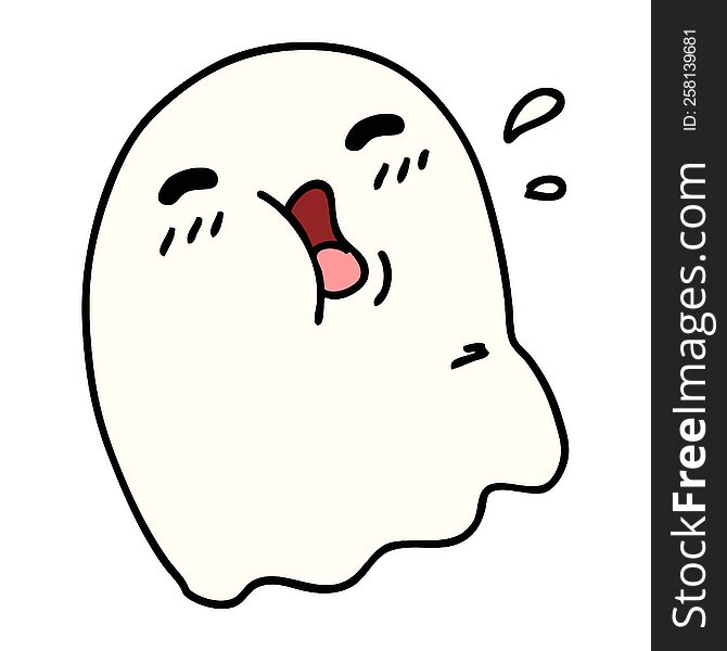 cartoon of a happy halloween ghost