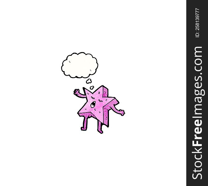 cartoon pink star with thought bubble