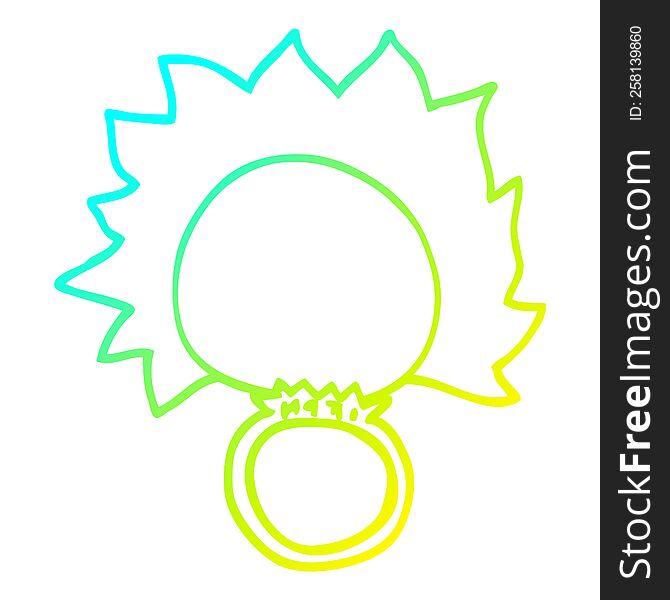 cold gradient line drawing of a cartoon fire ball ring