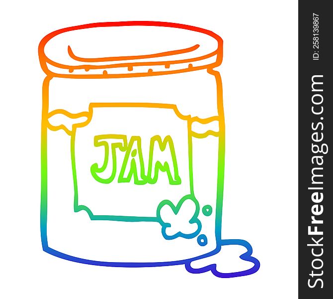 Rainbow Gradient Line Drawing Cartoon Jam Pot