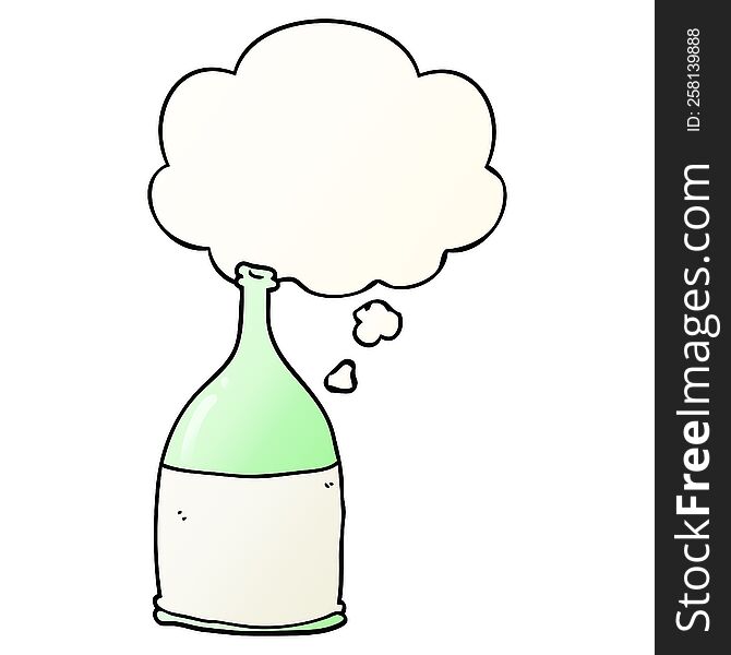 Cartoon Bottle And Thought Bubble In Smooth Gradient Style