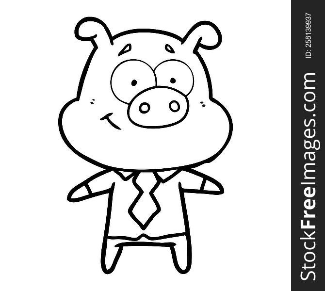 happy cartoon pig boss. happy cartoon pig boss