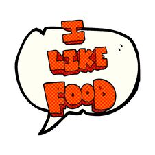 Comic Book Speech Bubble Cartoon I Like Food Symbol Royalty Free Stock Photography