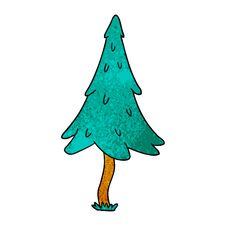 Textured Cartoon Doodle Of Woodland Pine Trees Stock Photos