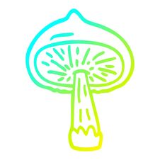 Cold Gradient Line Drawing Cartoon Mushroom Stock Photo