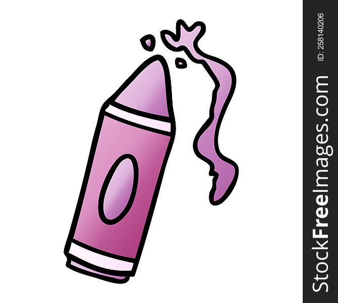 hand drawn gradient cartoon doodle of a pink crayon