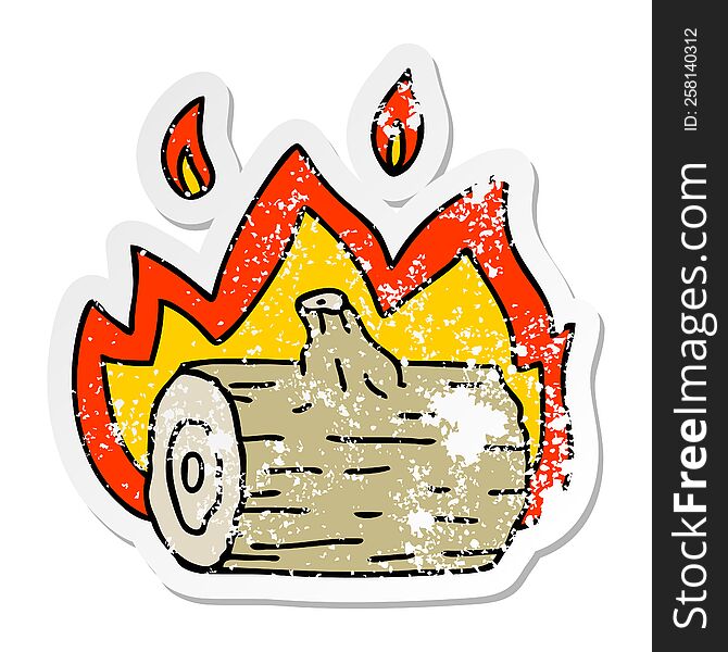 distressed sticker of a quirky hand drawn cartoon campfire