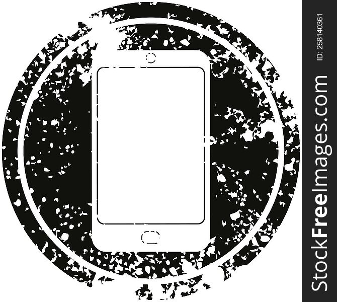 Cell Phone Circular Distressed Symbol