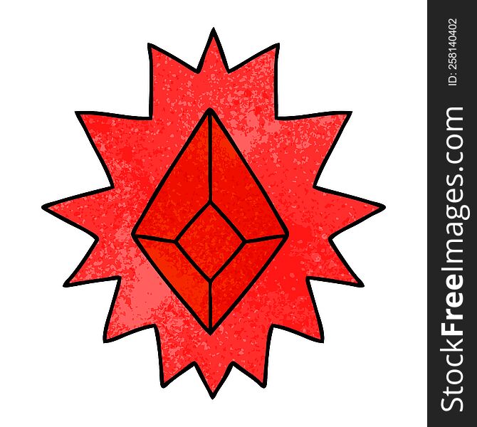 Textured Cartoon Doodle Of A Red Bright Jewel