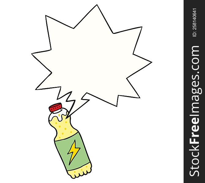 Cartoon Soda Bottle And Speech Bubble