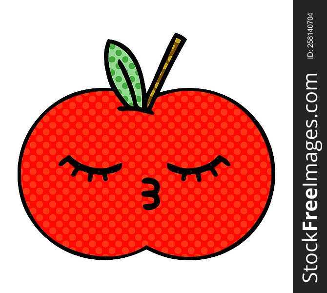 comic book style cartoon of a red apple