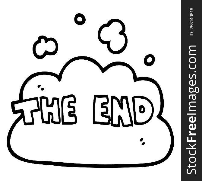 line drawing cartoon wording the end