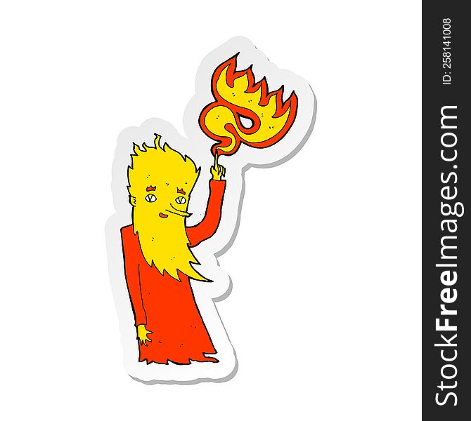 sticker of a cartoon fire spirit