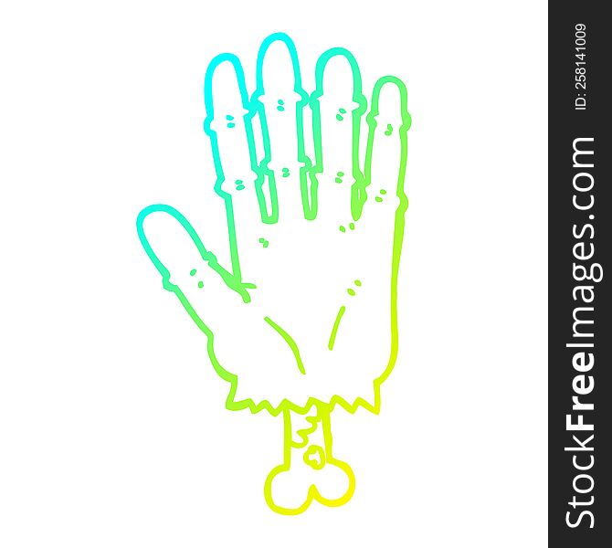 Cold Gradient Line Drawing Cartoon Zombie Hand