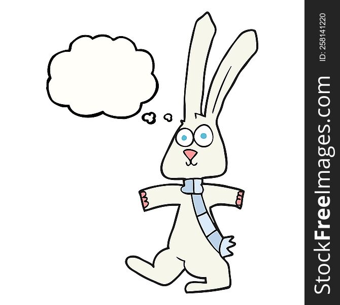 freehand drawn thought bubble cartoon rabbit
