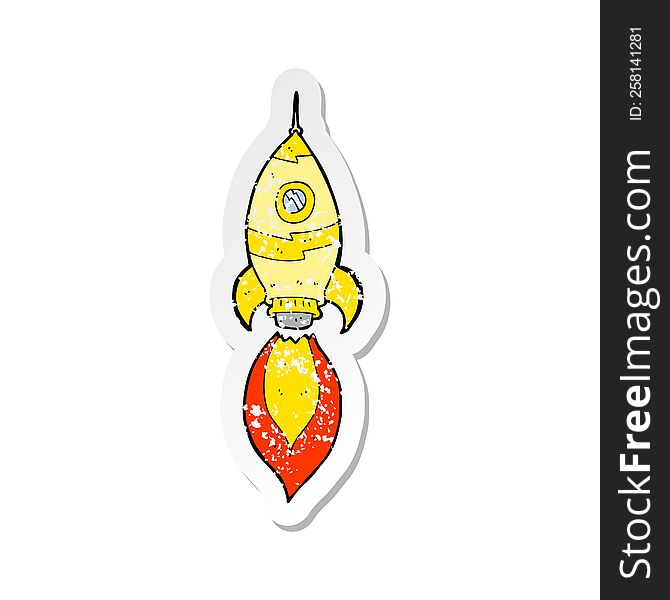 retro distressed sticker of a cartoon spaceship