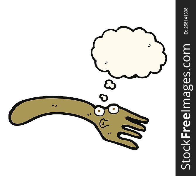 cartoon fork with thought bubble