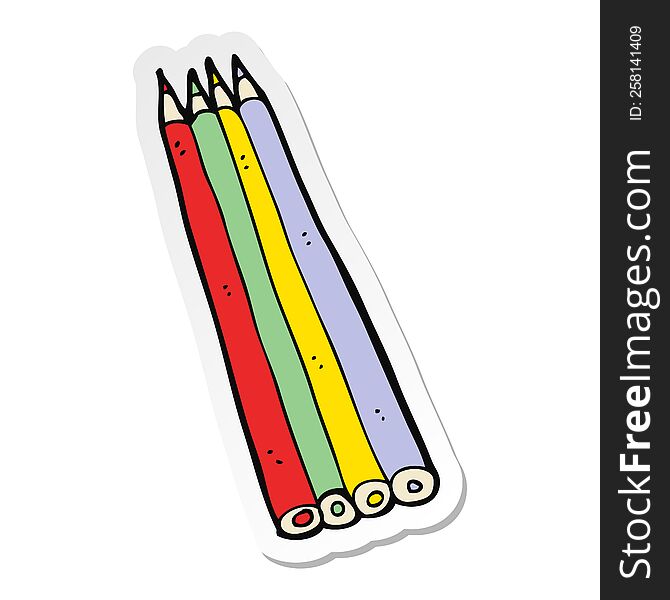 sticker of a cartoon colored pencils