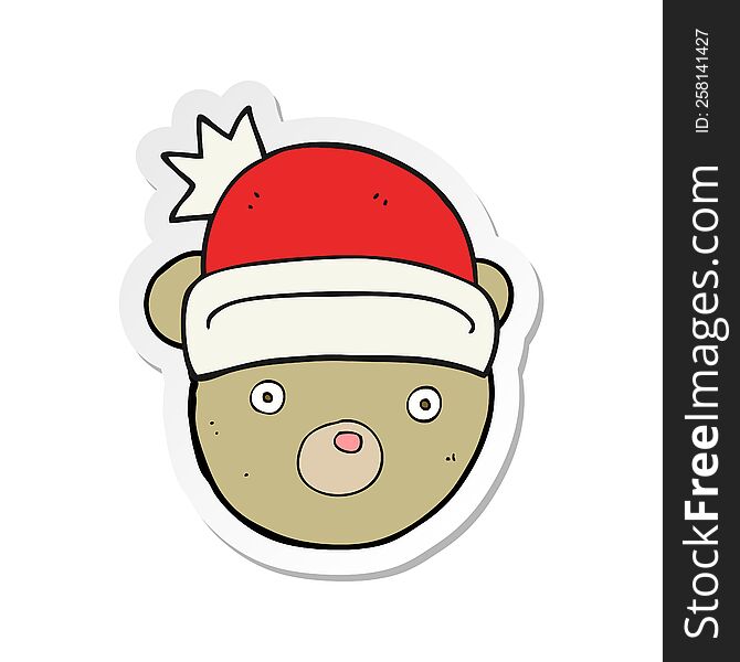 sticker of a cartoon teddy bear wearing christmas hat