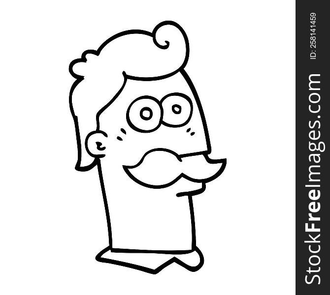 Line Drawing Cartoon Man With Mustache