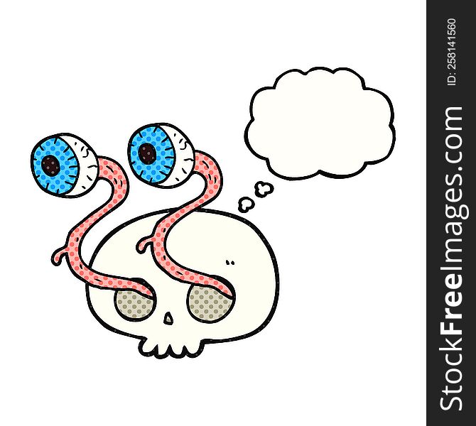 Gross Thought Bubble Cartoon Eyeball Skull