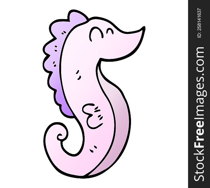 cartoon doodle sea horse