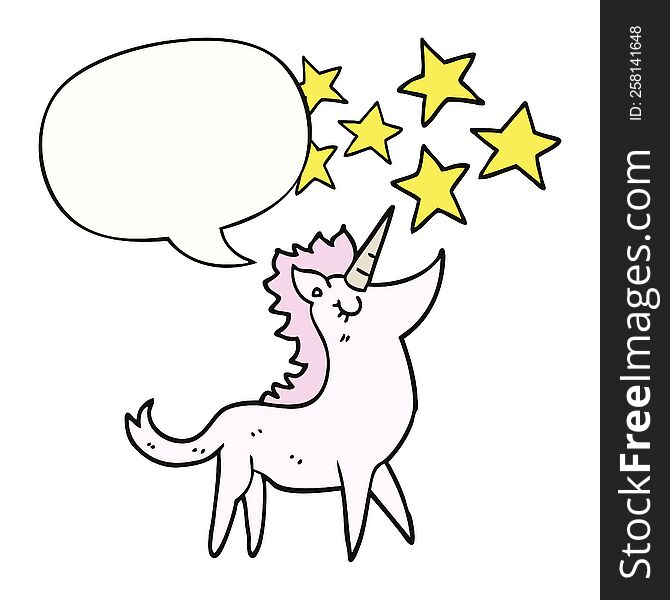 cartoon unicorn with speech bubble. cartoon unicorn with speech bubble