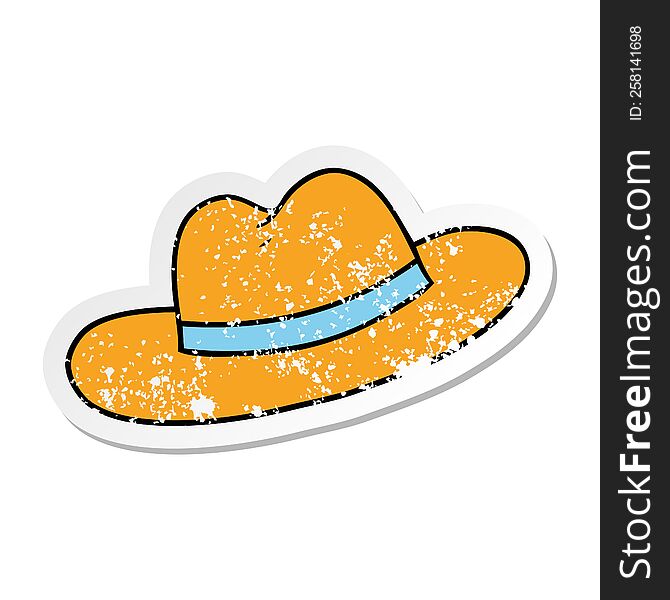 Distressed Sticker Cartoon Doodle Of A Hat