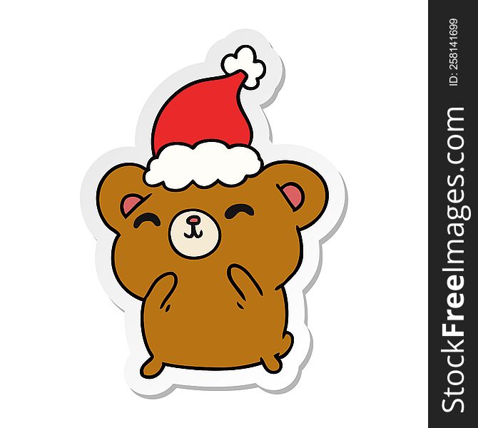 Christmas Sticker Cartoon Of Kawaii Bear