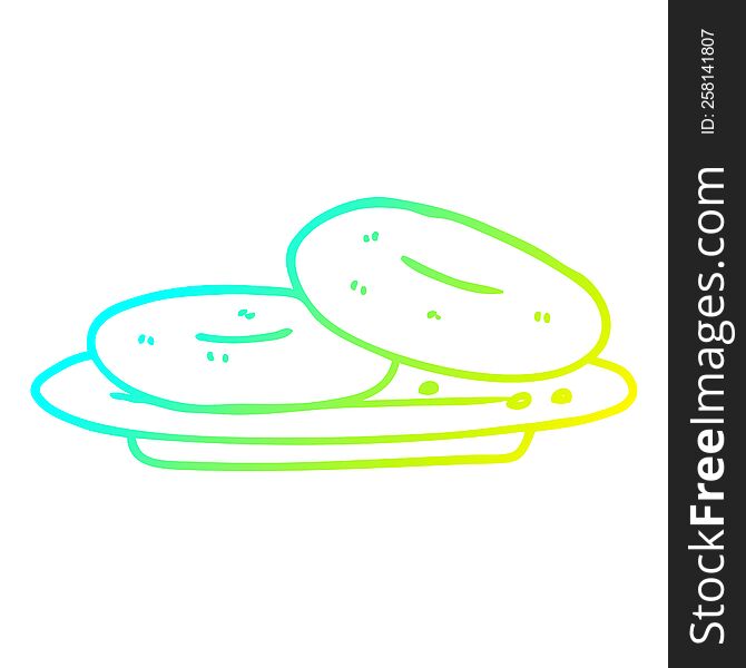 cold gradient line drawing of a cartoon donuts
