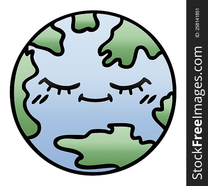 Gradient Shaded Cartoon Planet Earth