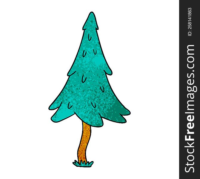 hand drawn textured cartoon doodle of woodland pine trees